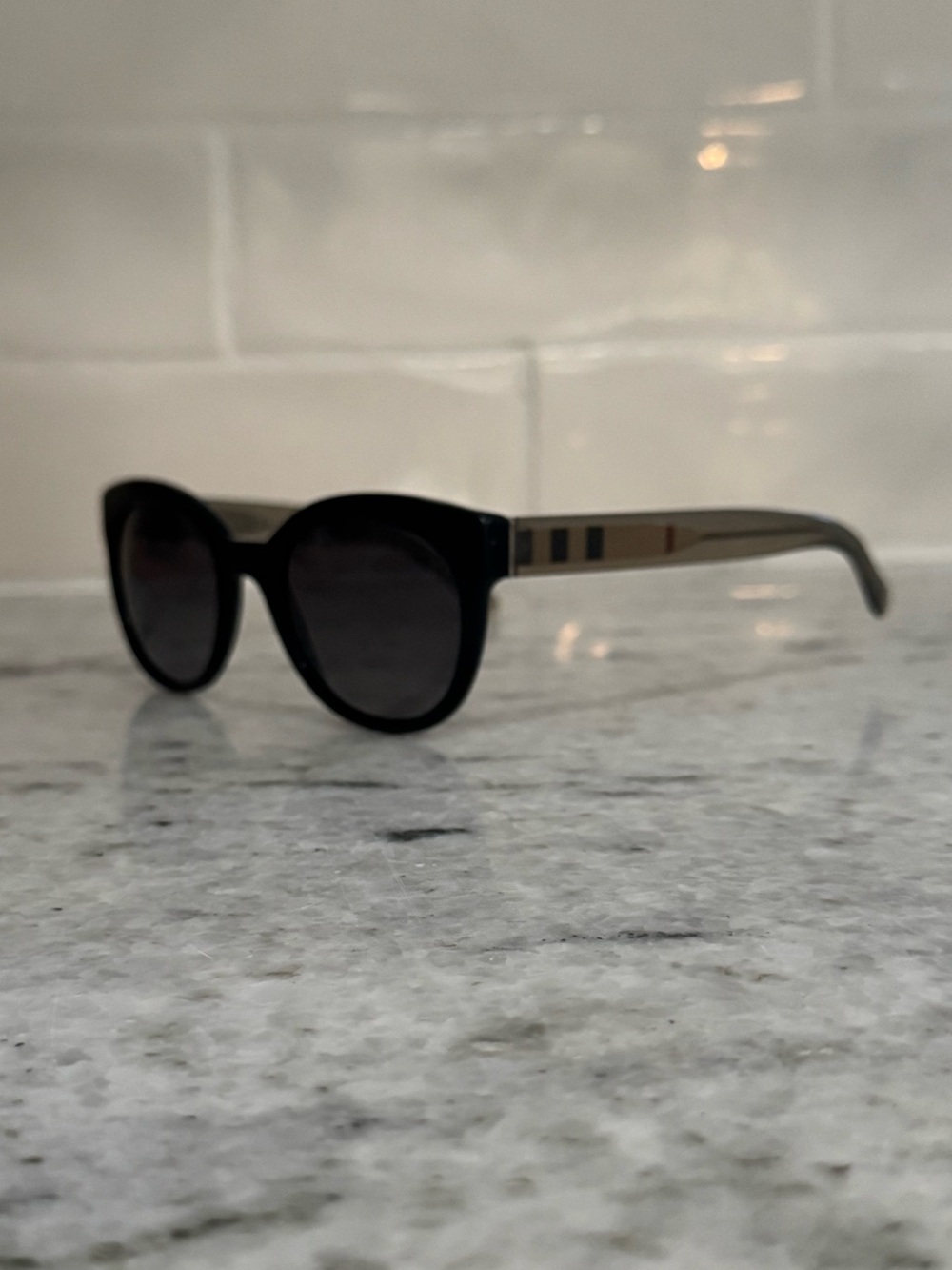 Burberry Black Sunglasses with Signature Check Temples